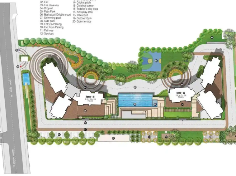 Master plan : Luxury high-rise flats in Fairfield Prestige, Bangalore – offering 4BHK apartments with elegant architecture, tech-enabled features, and green open spaces